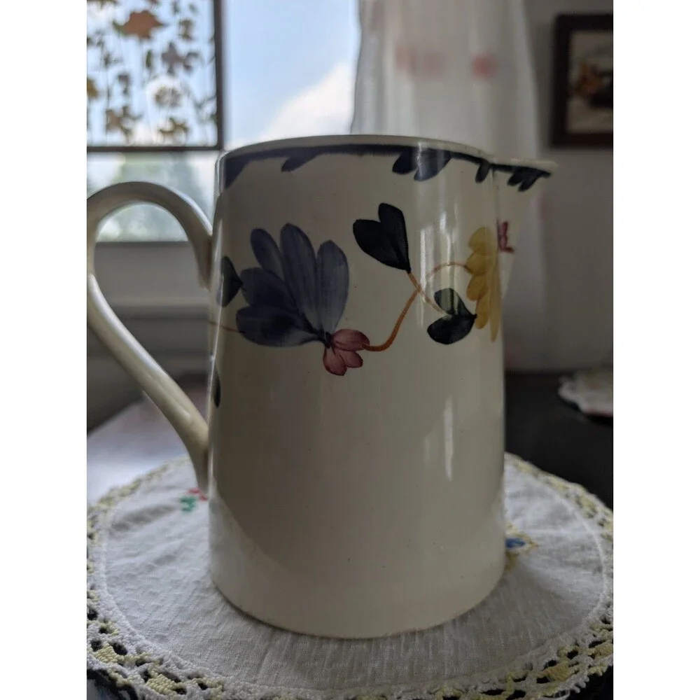 Societe Ceramique Maestricht Pitcher Antique 1920's Dutch Holland Floral 6.25